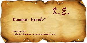 Kummer Ernő névjegykártya